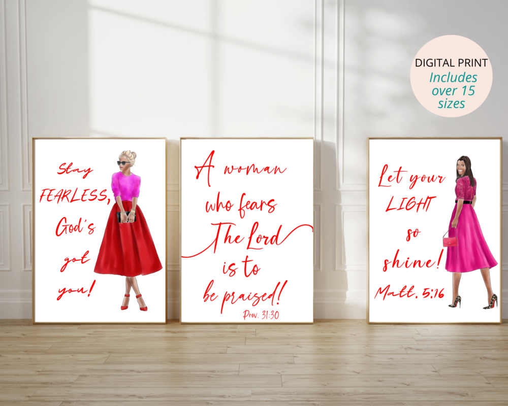 'Stay Fearless' Christian Wall Art (Red Script) - Image 3